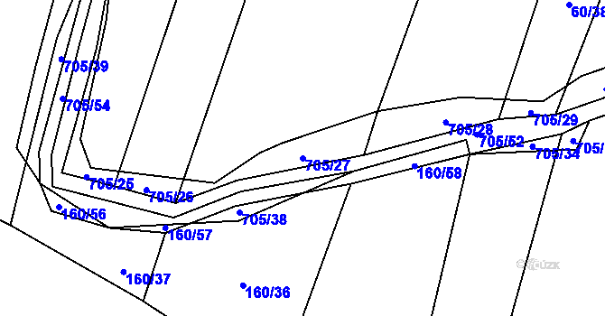 Parcela st. 705/27 v KÚ Příšov, Katastrální mapa