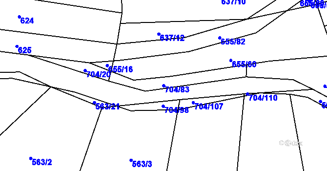 Parcela st. 704/83 v KÚ Příšov, Katastrální mapa