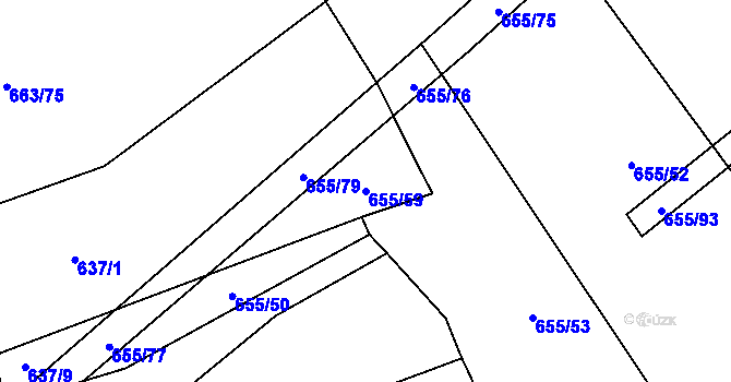 Parcela st. 655/59 v KÚ Příšov, Katastrální mapa