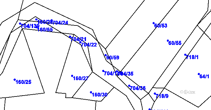 Parcela st. 60/59 v KÚ Příšov, Katastrální mapa