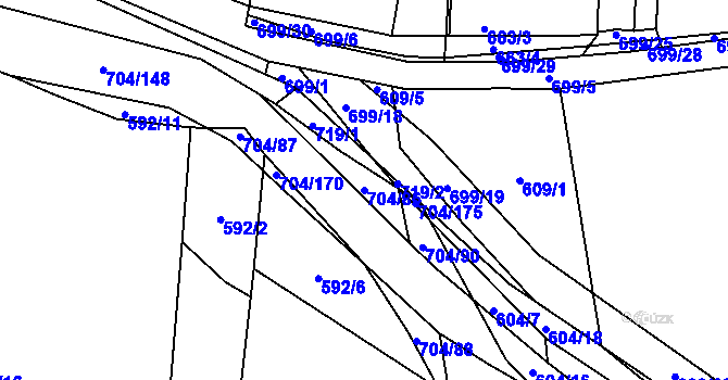 Parcela st. 704/86 v KÚ Příšov, Katastrální mapa