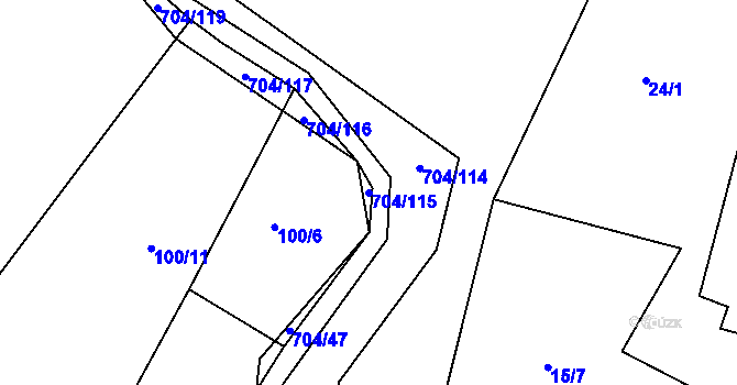 Parcela st. 704/115 v KÚ Příšov, Katastrální mapa