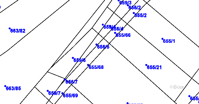Parcela st. 655/67 v KÚ Příšov, Katastrální mapa