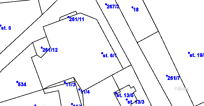 Parcela st. 6/1 v KÚ Klášter nad Dědinou, Katastrální mapa