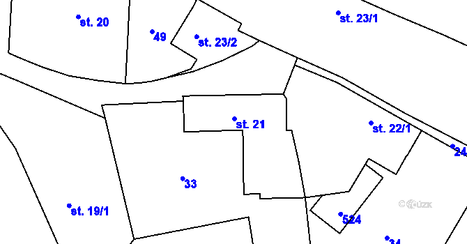 Parcela st. 21 v KÚ Klášter nad Dědinou, Katastrální mapa