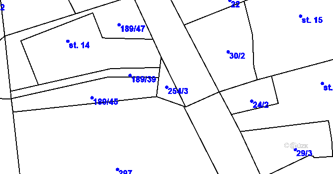 Parcela st. 254/3 v KÚ Klášter nad Dědinou, Katastrální mapa