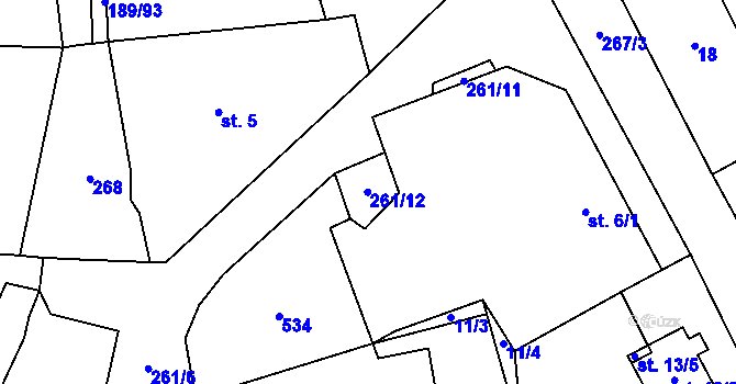 Parcela st. 261/12 v KÚ Klášter nad Dědinou, Katastrální mapa