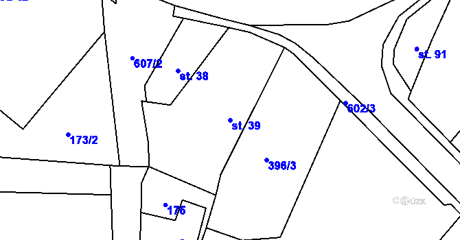 Parcela st. 39 v KÚ Ledce, Katastrální mapa