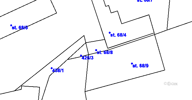 Parcela st. 68/8 v KÚ Ledce, Katastrální mapa