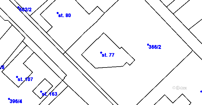 Parcela st. 77 v KÚ Ledce, Katastrální mapa