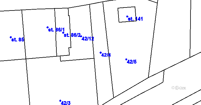 Parcela st. 42/4 v KÚ Ledce, Katastrální mapa