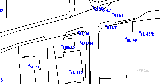 Parcela st. 156/11 v KÚ Ledce, Katastrální mapa