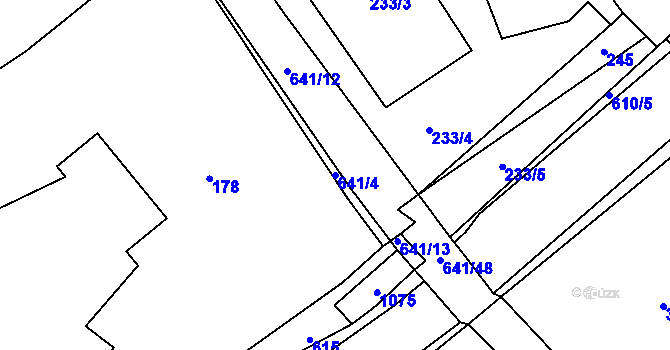 Parcela st. 641/4 v KÚ Ledce, Katastrální mapa