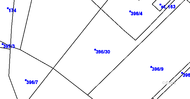 Parcela st. 396/30 v KÚ Ledce, Katastrální mapa