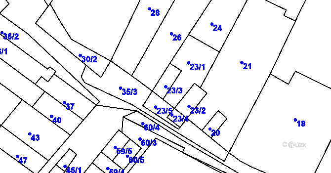 Parcela st. 23/3 v KÚ Ledce u Židlochovic, Katastrální mapa