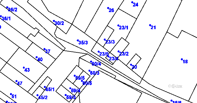 Parcela st. 23/5 v KÚ Ledce u Židlochovic, Katastrální mapa