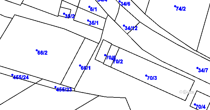 Parcela st. 70/6 v KÚ Ledce u Židlochovic, Katastrální mapa