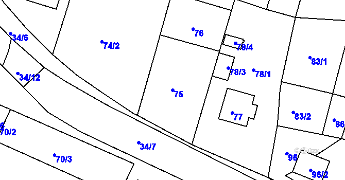 Parcela st. 75 v KÚ Ledce u Židlochovic, Katastrální mapa