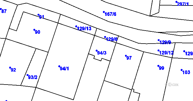 Parcela st. 94/3 v KÚ Ledce u Židlochovic, Katastrální mapa