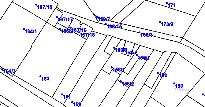 Parcela st. 160 v KÚ Ledce u Židlochovic, Katastrální mapa