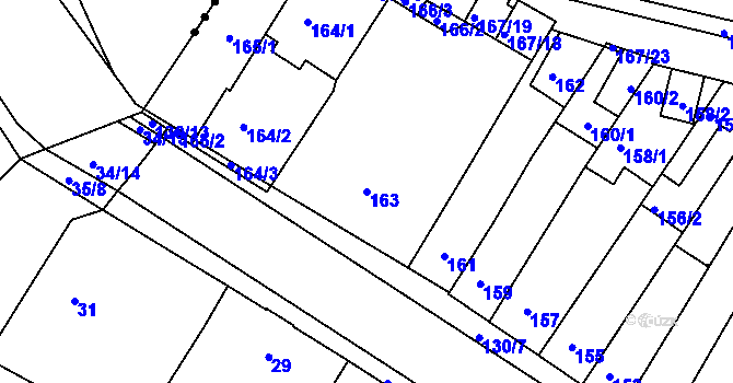 Parcela st. 163 v KÚ Ledce u Židlochovic, Katastrální mapa