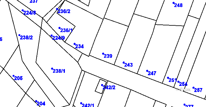 Parcela st. 239 v KÚ Ledce u Židlochovic, Katastrální mapa