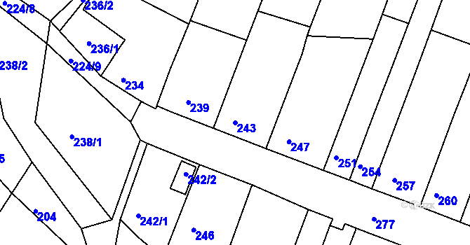 Parcela st. 243 v KÚ Ledce u Židlochovic, Katastrální mapa