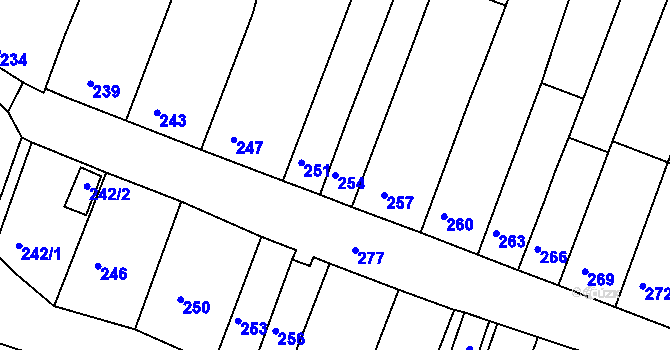 Parcela st. 254 v KÚ Ledce u Židlochovic, Katastrální mapa