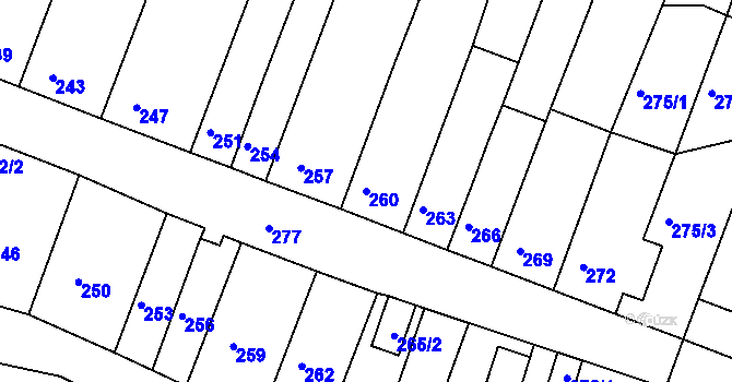 Parcela st. 260 v KÚ Ledce u Židlochovic, Katastrální mapa