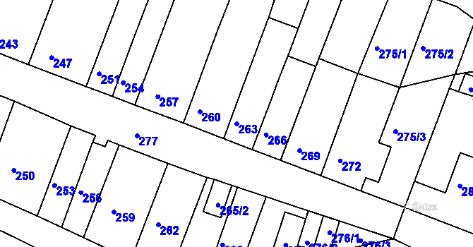 Parcela st. 263 v KÚ Ledce u Židlochovic, Katastrální mapa