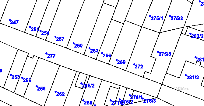Parcela st. 266 v KÚ Ledce u Židlochovic, Katastrální mapa
