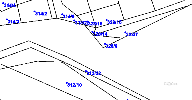 Parcela st. 313/1 v KÚ Ledce u Židlochovic, Katastrální mapa