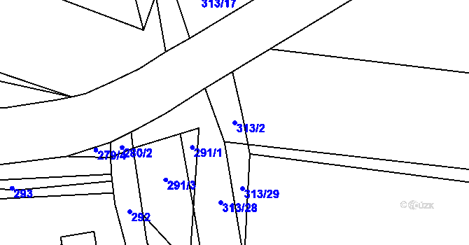 Parcela st. 313/2 v KÚ Ledce u Židlochovic, Katastrální mapa