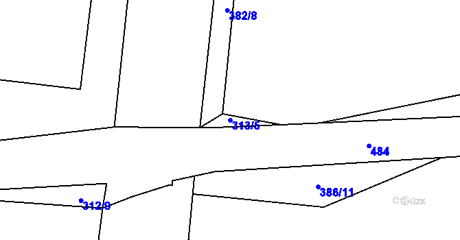 Parcela st. 313/5 v KÚ Ledce u Židlochovic, Katastrální mapa