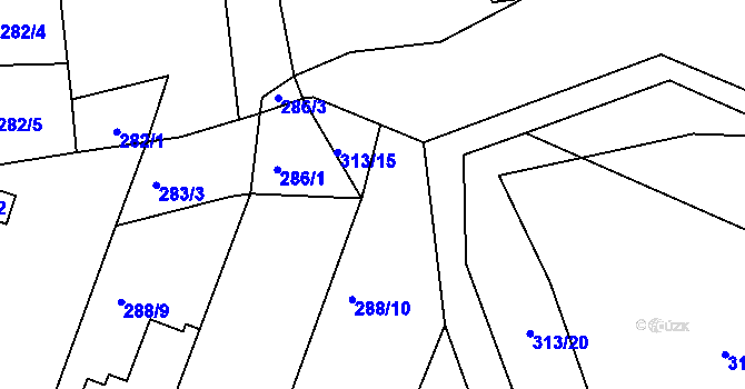 Parcela st. 313/16 v KÚ Ledce u Židlochovic, Katastrální mapa