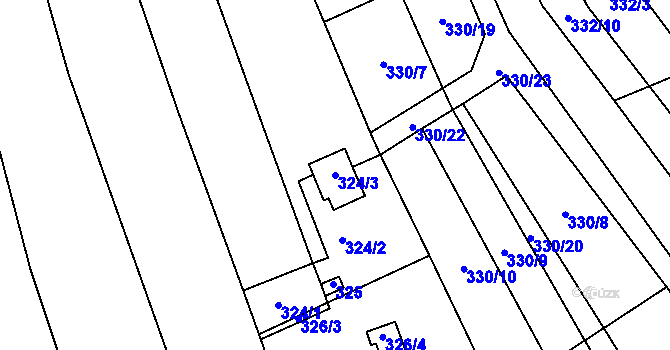 Parcela st. 324/3 v KÚ Ledce u Židlochovic, Katastrální mapa