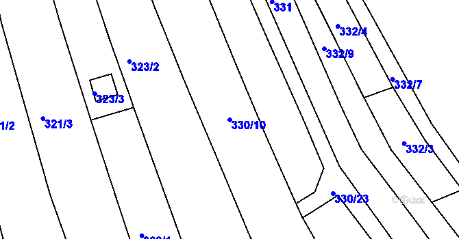 Parcela st. 330/10 v KÚ Ledce u Židlochovic, Katastrální mapa