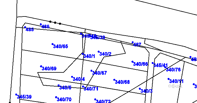 Parcela st. 340/2 v KÚ Ledce u Židlochovic, Katastrální mapa