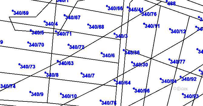 Parcela st. 340/6 v KÚ Ledce u Židlochovic, Katastrální mapa