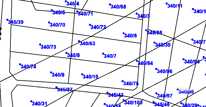 Parcela st. 340/7 v KÚ Ledce u Židlochovic, Katastrální mapa