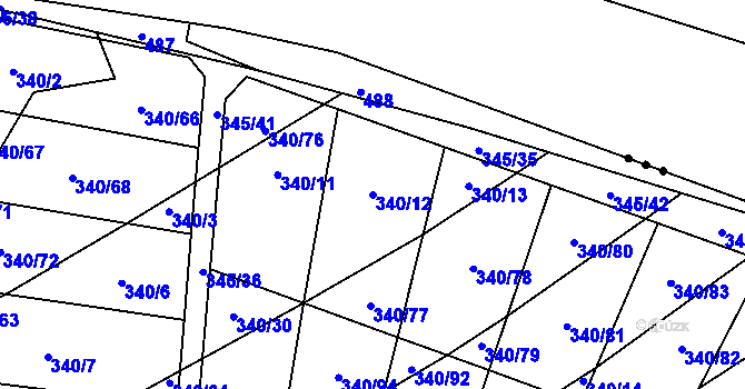 Parcela st. 340/12 v KÚ Ledce u Židlochovic, Katastrální mapa
