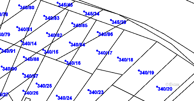 Parcela st. 340/17 v KÚ Ledce u Židlochovic, Katastrální mapa