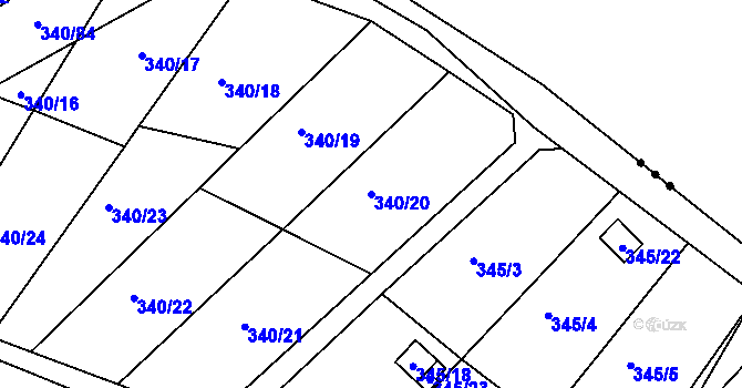 Parcela st. 340/20 v KÚ Ledce u Židlochovic, Katastrální mapa