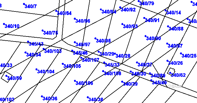 Parcela st. 340/29 v KÚ Ledce u Židlochovic, Katastrální mapa