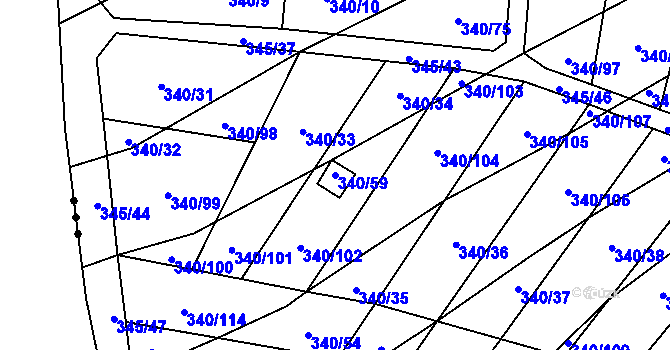 Parcela st. 340/59 v KÚ Ledce u Židlochovic, Katastrální mapa
