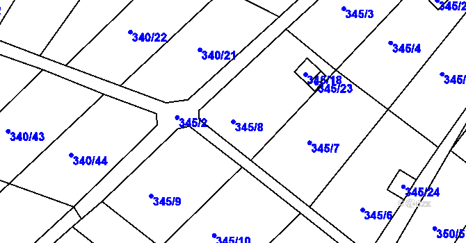 Parcela st. 345/8 v KÚ Ledce u Židlochovic, Katastrální mapa