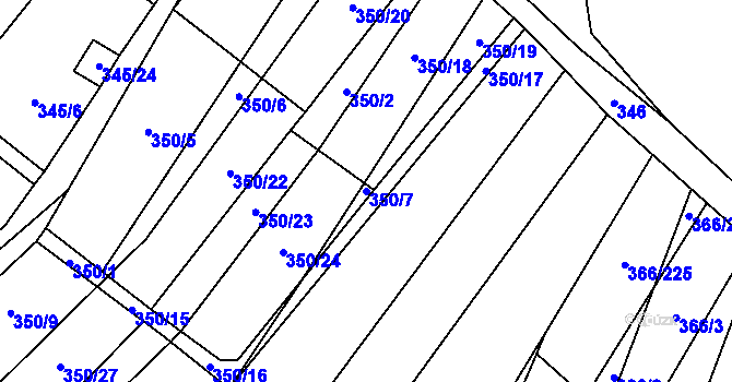 Parcela st. 350/7 v KÚ Ledce u Židlochovic, Katastrální mapa