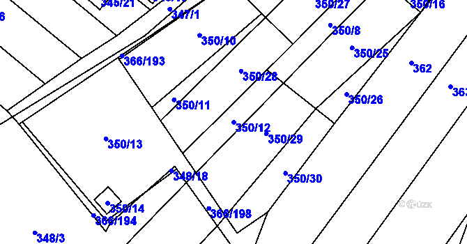 Parcela st. 350/12 v KÚ Ledce u Židlochovic, Katastrální mapa