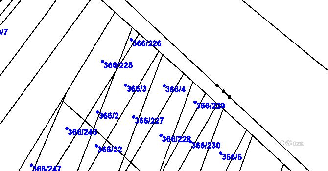 Parcela st. 366/4 v KÚ Ledce u Židlochovic, Katastrální mapa