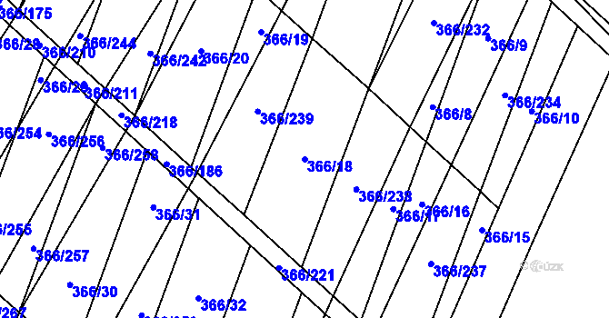 Parcela st. 366/18 v KÚ Ledce u Židlochovic, Katastrální mapa